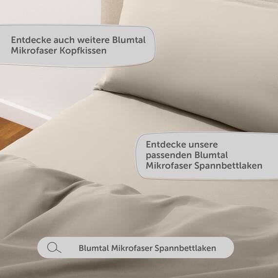Blumtal Bettwäsche 200x200cm + 2X 80x80cm Kopfkissenbezug - Oeko-TEX zert. Mikrofaser Bettwäsche Set - Mikrofaser Bettbezug bis 95 °C - Deckenbezug + Kissenbezug 3-teilig - Sommerbettwäsche Taupe