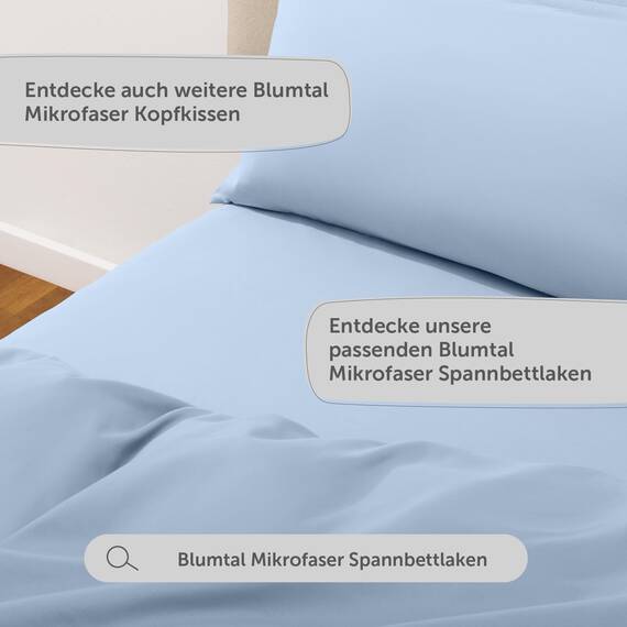 Blumtal Bettwäsche 200x220cm + 2X 40x80cm Kopfkissenbezug - Oeko-TEX zert. Mikrofaser Bettwäsche Set - Mikrofaser Bettbezug bis 95 °C - Deckenbezug + Kissenbezug 3-teilig - Sommerbettwäsche Hellblau
