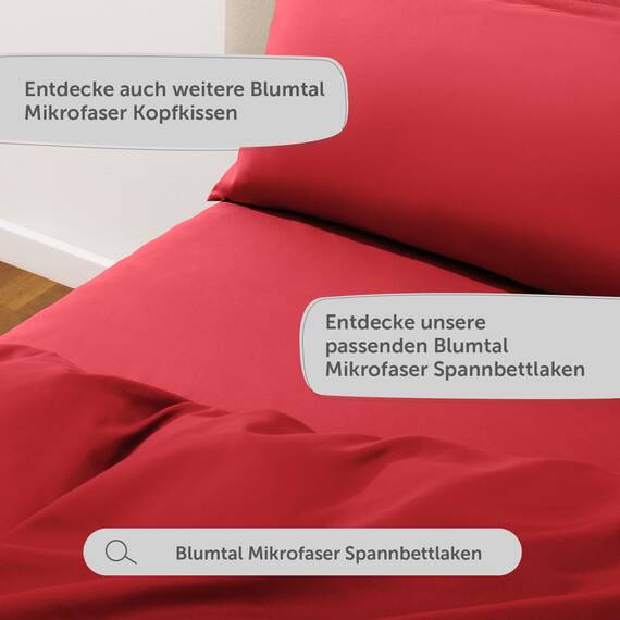 Blumtal Bettwäsche 240x220cm + 2X 40x80cm Kopfkissenbezug - Oeko-TEX zert. Mikrofaser Bettwäsche Set - Mikrofaser Bettbezug bis 95 °C - Deckenbezug + Kissenbezug 3-teilig - Sommerbettwäsche Rot