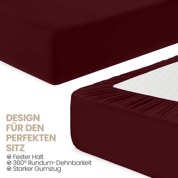 Utopia Bedding - 2er Set Spannbettlaken 180x200cm - Burgunderrot - Oeko-Tex Zertifiziertes - Gebürstete Mikrofaser Spannbetttuch - 35 cm Tiefe Tasche