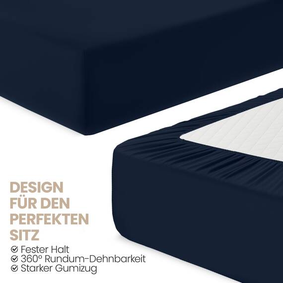 Utopia Bedding - 2er Set Spannbettlaken 160x200cm - Marineblau - Oeko-Tex Zertifiziertes - Gebürstete Mikrofaser Spannbetttuch - 35 cm Tiefe Tasche
