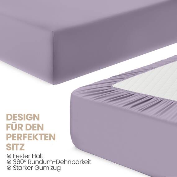 Utopia Bedding - 2er Set Spannbettlaken 180x200cm - Lavendel - Oeko-Tex Zertifiziertes - Gebürstete Mikrofaser Spannbetttuch - 35 cm Tiefe Tasche