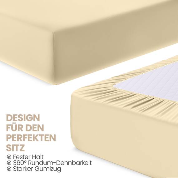 Utopia Bedding - 2er Set Spannbettlaken 160x200cm - Beige - Oeko-Tex Zertifiziertes - Gebürstete Mikrofaser Spannbetttuch - 35 cm Tiefe Tasche