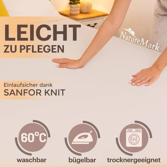 NatureMark 2er Pack Jersey Spannbettlaken, Spannbetttuch 100% Baumwolle in vielen Größen und Farben MARKENQUALITÄT ÖKOTEX Standard 100 | 90 x 200 cm - 100 x 200 cm - Creme/Natur