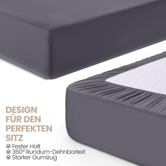 Utopia Bedding - 2er Set Spannbettlaken 120x200cm - Grau - Oeko-Tex Zertifiziertes - Gebürstete Mikrofaser Spannbetttuch - 35 cm Tiefe Tasche