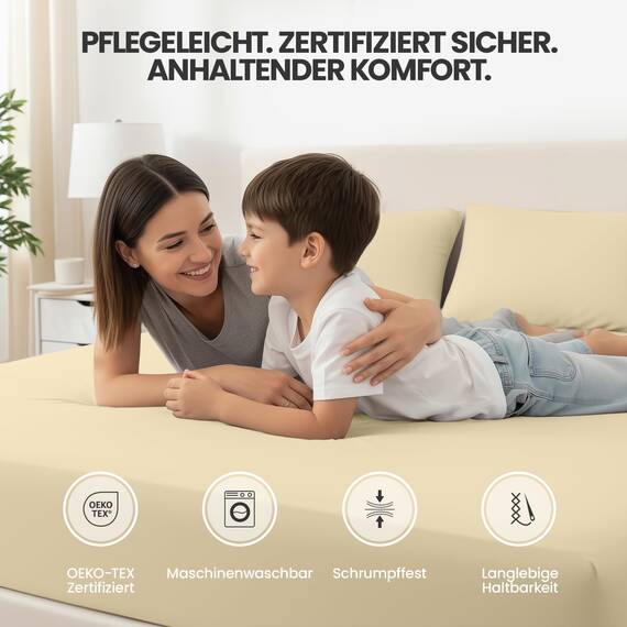 Utopia Bedding - 2er Set Spannbettlaken 90x200cm - Beige - Oeko-Tex Zertifiziertes - Gebürstete Mikrofaser Spannbetttuch - 35 cm Tiefe Tasche