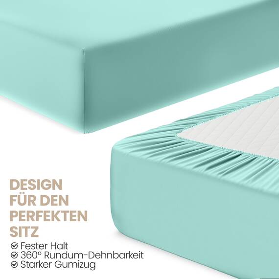 Utopia Bedding - 2er Set Spannbettlaken 90x200cm - Spa Blau - Oeko-Tex Zertifiziertes - Gebürstete Mikrofaser Spannbetttuch - 35 cm Tiefe Tasche