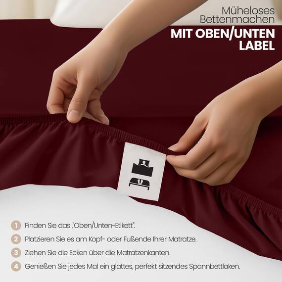 Utopia Bedding - 2er Set Spannbettlaken 180x200cm - Burgunderrot - Oeko-Tex Zertifiziertes - Gebürstete Mikrofaser Spannbetttuch - 35 cm Tiefe Tasche