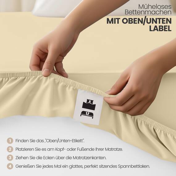 Utopia Bedding - 2er Set Spannbettlaken 160x200cm - Beige - Oeko-Tex Zertifiziertes - Gebürstete Mikrofaser Spannbetttuch - 35 cm Tiefe Tasche
