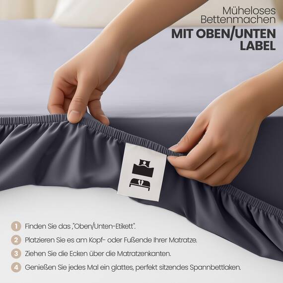 Utopia Bedding - 2er Set Spannbettlaken 120x200cm - Grau - Oeko-Tex Zertifiziertes - Gebürstete Mikrofaser Spannbetttuch - 35 cm Tiefe Tasche