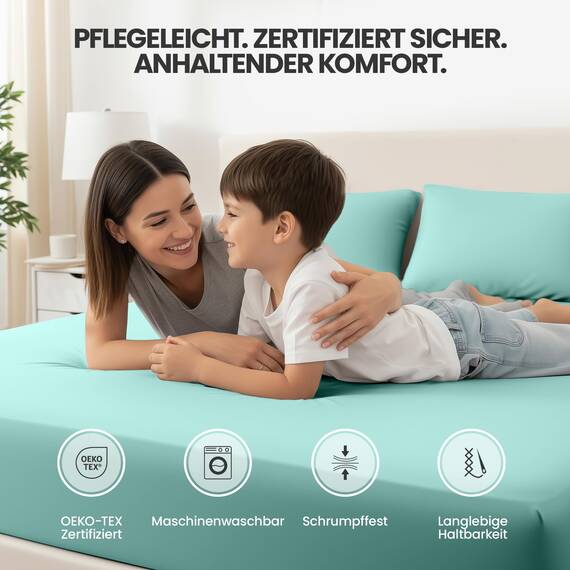 Utopia Bedding - 2er Set Spannbettlaken 90x200cm - Spa Blau - Oeko-Tex Zertifiziertes - Gebürstete Mikrofaser Spannbetttuch - 35 cm Tiefe Tasche