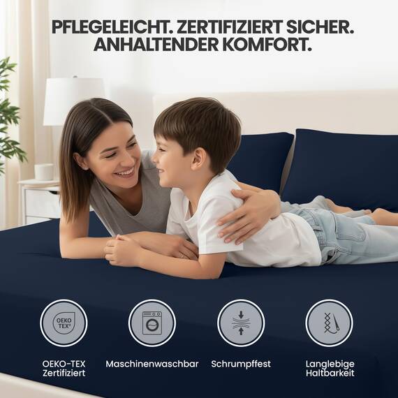 Utopia Bedding - 2er Set Spannbettlaken 90x200cm - Marineblau - Oeko-Tex Zertifiziertes - Gebürstete Mikrofaser Spannbetttuch - 35 cm Tiefe Tasche