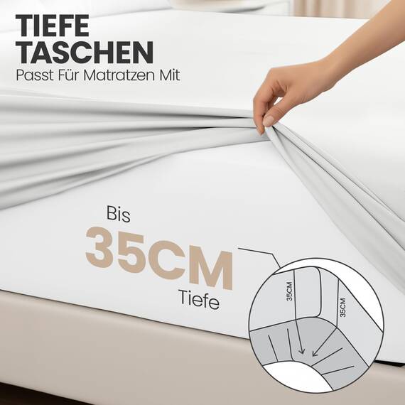 Utopia Bedding - 2er Set Spannbettlaken 180x200cm - Weiß - Oeko-Tex Zertifiziertes - Gebürstete Mikrofaser Spannbetttuch - 35 cm Tiefe Tasche