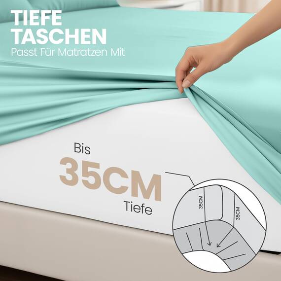 Utopia Bedding - 2er Set Spannbettlaken 90x200cm - Spa Blau - Oeko-Tex Zertifiziertes - Gebürstete Mikrofaser Spannbetttuch - 35 cm Tiefe Tasche