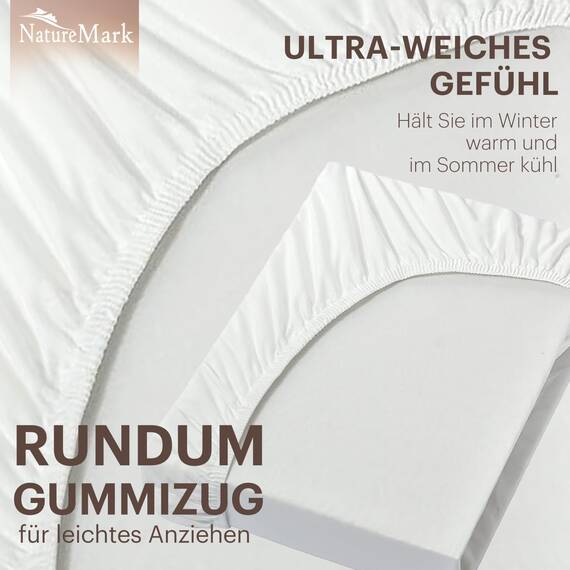 NatureMark 2er Pack Jersey Spannbettlaken, Spannbetttuch 100% Baumwolle in vielen Größen und Farben MARKENQUALITÄT ÖKOTEX Standard 100 | 140 x 200 cm - 160 x 200 cm - Creme/Natur