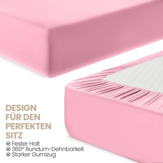 Utopia Bedding - 2er Set Spannbettlaken 90x200cm - Rosa - Oeko-Tex Zertifiziertes - Gebürstete Mikrofaser Spannbetttuch - 35 cm Tiefe Tasche