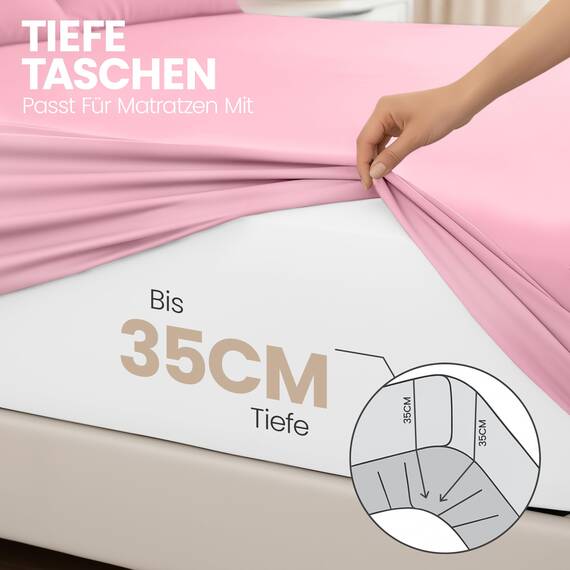 Utopia Bedding - 2er Set Spannbettlaken 90x200cm - Rosa - Oeko-Tex Zertifiziertes - Gebürstete Mikrofaser Spannbetttuch - 35 cm Tiefe Tasche