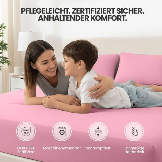 Utopia Bedding - 2er Set Spannbettlaken 90x200cm - Rosa - Oeko-Tex Zertifiziertes - Gebürstete Mikrofaser Spannbetttuch - 35 cm Tiefe Tasche