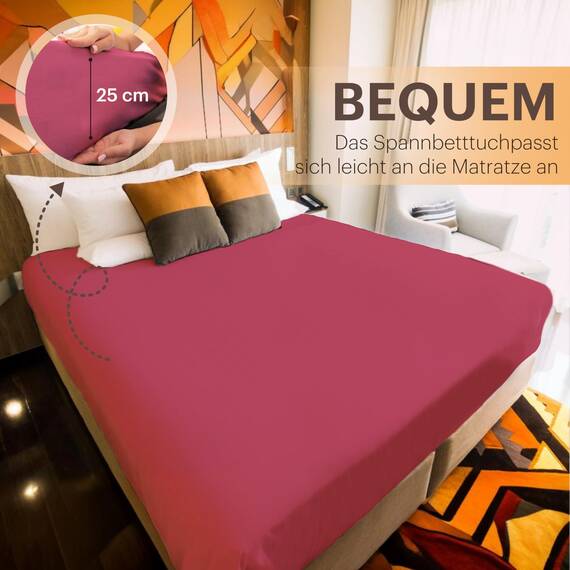 NatureMark 2er Pack Jersey Spannbettlaken, Spannbetttuch 100% Baumwolle in vielen Größen und Farben MARKENQUALITÄT ÖKOTEX Standard 100 | 140 x 200 cm - 160 x 200 cm - Bordeaux rot