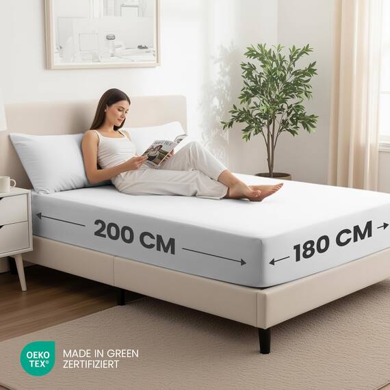 Utopia Bedding - 2er Set Spannbettlaken 180x200cm - Weiß - Oeko-Tex Zertifiziertes - Gebürstete Mikrofaser Spannbetttuch - 35 cm Tiefe Tasche