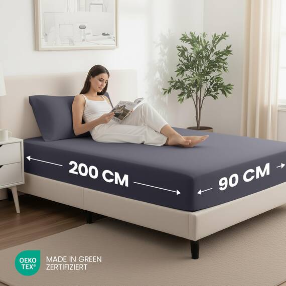 Utopia Bedding - 2er Set Spannbettlaken 90x200cm - Grau - Gebürstete Mikrofaser Spannbetttuch - 35 cm Tiefe Tasche