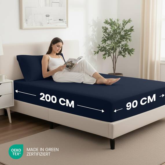 Utopia Bedding - 2er Set Spannbettlaken 90x200cm - Marineblau - Oeko-Tex Zertifiziertes - Gebürstete Mikrofaser Spannbetttuch - 35 cm Tiefe Tasche