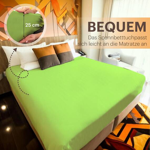 NatureMark 2er Pack Jersey Spannbettlaken, Spannbetttuch 100% Baumwolle in vielen Größen und Farben MARKENQUALITÄT ÖKOTEX Standard 100 | 120x200 cm - Apfel grün