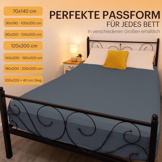 NatureMark 2er Pack Jersey Spannbettlaken, Spannbetttuch 100% Baumwolle in vielen Größen und Farben MARKENQUALITÄT ÖKOTEX Standard 100 | 90 x 190 cm - 100 x 200 cm - anthrazit grau