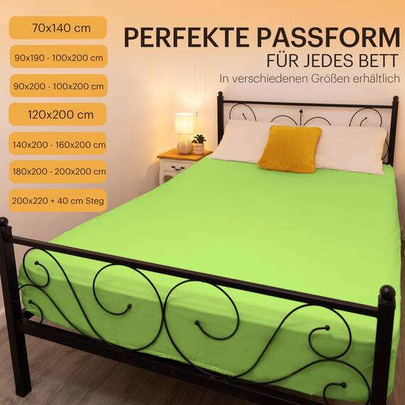 NatureMark 2er Pack Kinder Jersey Spannbettlaken, Spannbetttuch 100% Baumwolle in vielen Größen und Farben MARKENQUALITÄT ÖKOTEX Standard 100 | 70x140 cm - Apfel grün