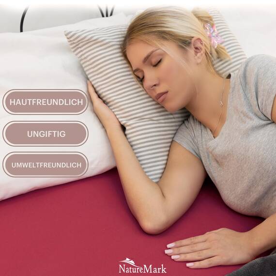 NatureMark 2er Pack Jersey Spannbettlaken, Spannbetttuch 100% Baumwolle in vielen Größen und Farben MARKENQUALITÄT ÖKOTEX Standard 100 | 140 x 200 cm - 160 x 200 cm - Bordeaux rot