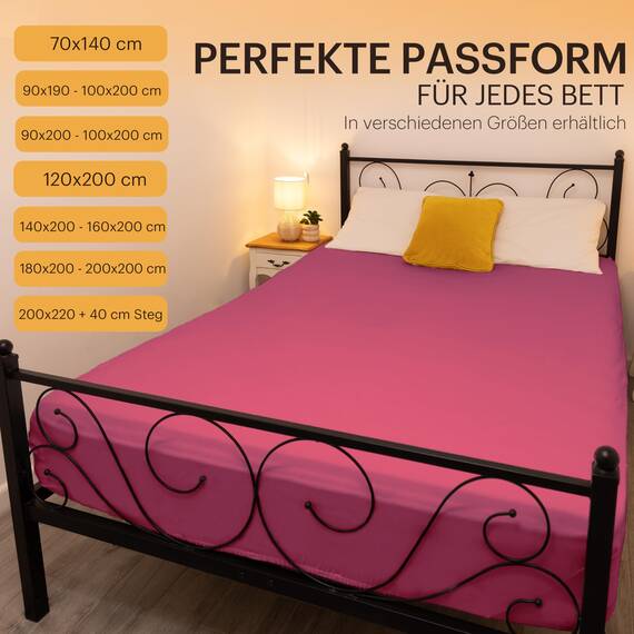 NatureMark 2er Pack Jersey Spannbettlaken, Spannbetttuch 100% Baumwolle in vielen Größen und Farben MARKENQUALITÄT ÖKOTEX Standard 100 | 200x220 cm +40 Steg - Bordeaux rot