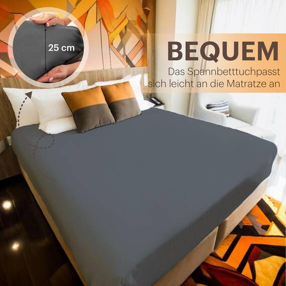 NatureMark 2er Pack Jersey Spannbettlaken, Spannbetttuch 100% Baumwolle in vielen Größen und Farben MARKENQUALITÄT ÖKOTEX Standard 100 | 90 x 190 cm - 100 x 200 cm - anthrazit grau