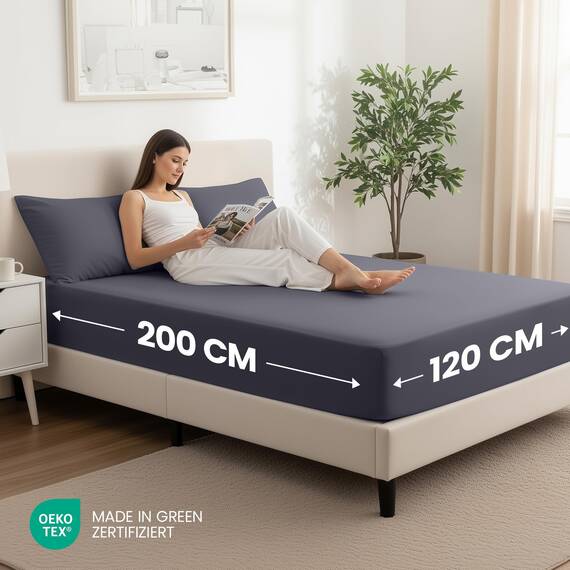 Utopia Bedding - 2er Set Spannbettlaken 120x200cm - Grau - Oeko-Tex Zertifiziertes - Gebürstete Mikrofaser Spannbetttuch - 35 cm Tiefe Tasche