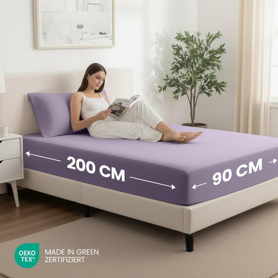 Utopia Bedding - 2er Set Spannbettlaken 90x200cm - Lavendel - Oeko-Tex Zertifiziertes - Gebürstete Mikrofaser Spannbetttuch - 35 cm Tiefe Tasche