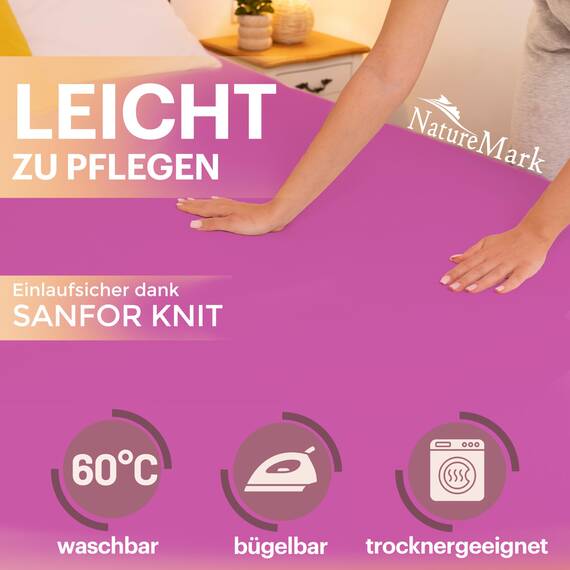 NatureMark 2er Pack Jersey Spannbettlaken, Spannbetttuch 100% Baumwolle in vielen Größen und Farben MARKENQUALITÄT ÖKOTEX Standard 100 | 90 x 200 cm - 100 x 200 cm - pink