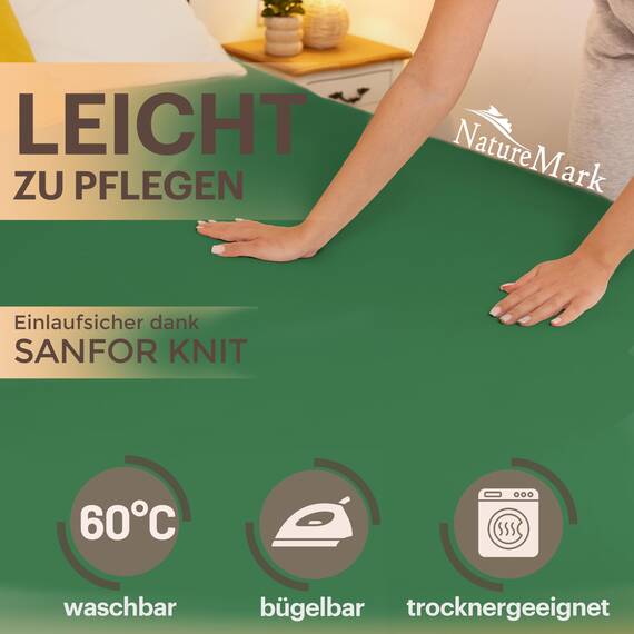 NatureMark 2er Pack Jersey Spannbettlaken, Spannbetttuch 100% Baumwolle in vielen Größen und Farben MARKENQUALITÄT ÖKOTEX Standard 100 | 140 x 200 cm - 160 x 200 cm - dunkel grün