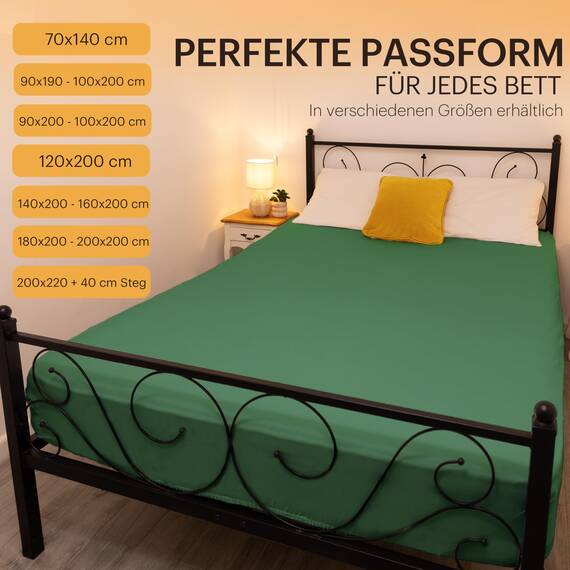 NatureMark 2er Pack Jersey Spannbettlaken, Spannbetttuch 100% Baumwolle in vielen Größen und Farben MARKENQUALITÄT ÖKOTEX Standard 100 | 180 x 200 cm - 200 x 200 cm - dunkel grün