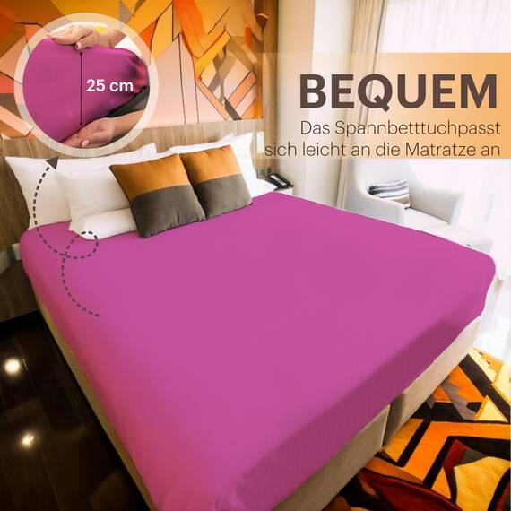 NatureMark 2er Pack Jersey Spannbettlaken, Spannbetttuch 100% Baumwolle in vielen Größen und Farben MARKENQUALITÄT ÖKOTEX Standard 100 | 180 x 200 cm - 200 x 200 cm - pink