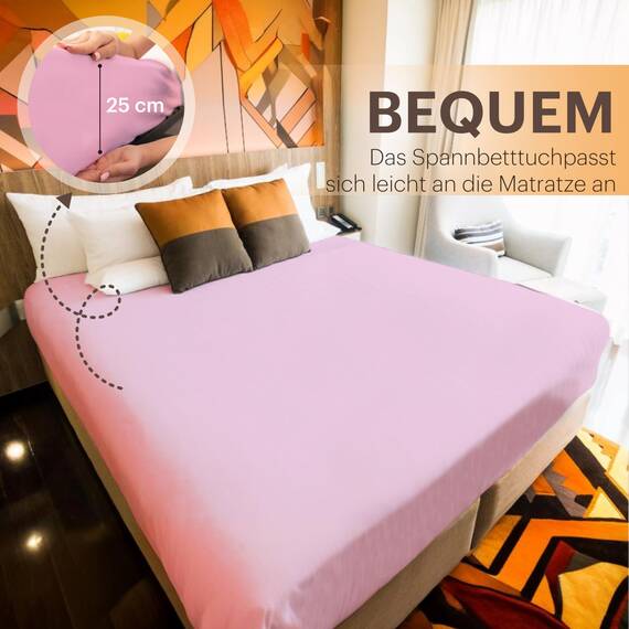 NatureMark 2er Pack Jersey Spannbettlaken, Spannbetttuch 100% Baumwolle in vielen Größen und Farben MARKENQUALITÄT ÖKOTEX Standard 100 | 180 x 200 cm - 200 x 200 cm - rosa