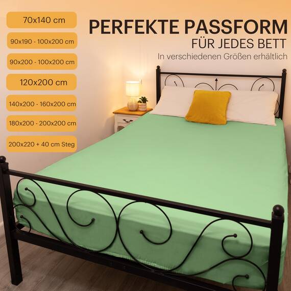 NatureMark 2er Pack Jersey Spannbettlaken, Spannbetttuch 100% Baumwolle in vielen Größen und Farben MARKENQUALITÄT ÖKOTEX Standard 100 | 120 x 200 cm - Jade