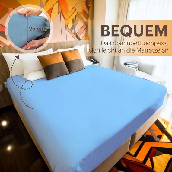 NatureMark 2er Pack Jersey Spannbettlaken, Spannbetttuch 100% Baumwolle in vielen Größen und Farben MARKENQUALITÄT ÖKOTEX Standard 100 | 120x200 cm - hell blau