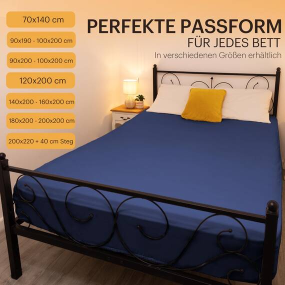 NatureMark 2er Pack Jersey Spannbettlaken, Spannbetttuch 100% Baumwolle in vielen Größen und Farben MARKENQUALITÄT ÖKOTEX Standard 100 | 140 x 200 cm - 160 x 200 cm - Navy/Royal