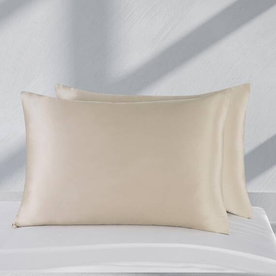 ZIMASILK Kissenbezug aus Reiner Maulbeerseide, für Gesundheit von Haar und Haut, mit verstärktem, verstecktem Reißverschluss, doppelseitig, Seide, Güteklasse 6A, Geschenkbox, (50 x 75 cm, Taupe)