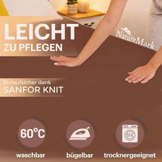 NatureMark 2er Pack Jersey Spannbettlaken, Spannbetttuch 100% Baumwolle in vielen Größen und Farben MARKENQUALITÄT ÖKOTEX Standard 100 | 140 x 200 cm - 160 x 200 cm - Schoko braun