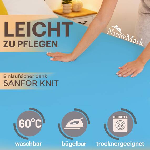 NatureMark 2er Pack Jersey Spannbettlaken, Spannbetttuch 100% Baumwolle in vielen Größen und Farben MARKENQUALITÄT ÖKOTEX Standard 100 | 140 x 200 cm - 160 x 200 cm - türkis