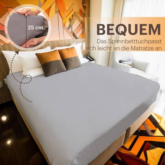 NatureMark 2er Pack Jersey Spannbettlaken, Spannbetttuch 100% Baumwolle in vielen Größen und Farben MARKENQUALITÄT ÖKOTEX Standard 100 | 120x200 cm - Silber grau