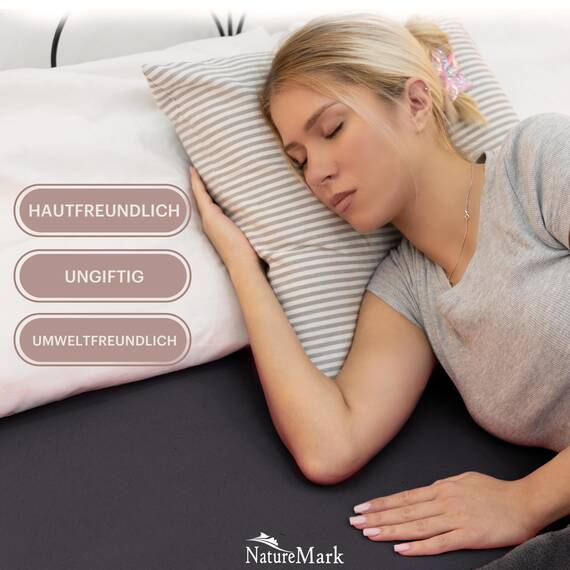 NatureMark 2er Pack Jersey Spannbettlaken, Spannbetttuch 100% Baumwolle in vielen Größen und Farben MARKENQUALITÄT ÖKOTEX Standard 100 | 200x220 cm +40 Steg - Schwarz/Silber