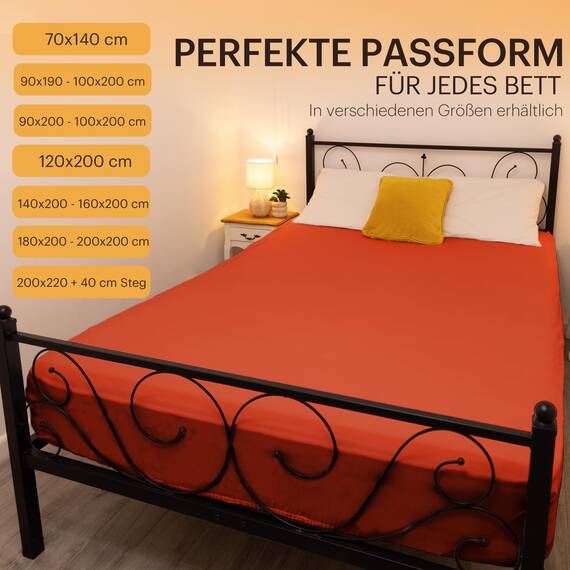 NatureMark 2er Pack Jersey Spannbettlaken, Spannbetttuch 100% Baumwolle in vielen Größen und Farben MARKENQUALITÄT ÖKOTEX Standard 100 | 90 x 200 cm - 100 x 200 cm - rost rot