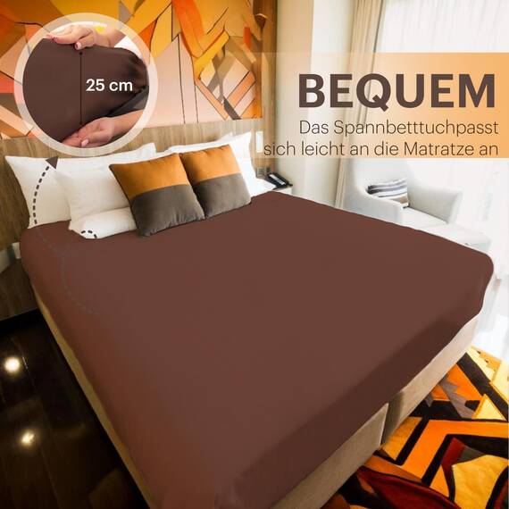 NatureMark 2er Pack Jersey Spannbettlaken, Spannbetttuch 100% Baumwolle in vielen Größen und Farben MARKENQUALITÄT ÖKOTEX Standard 100 | 140 x 200 cm - 160 x 200 cm - Schoko braun