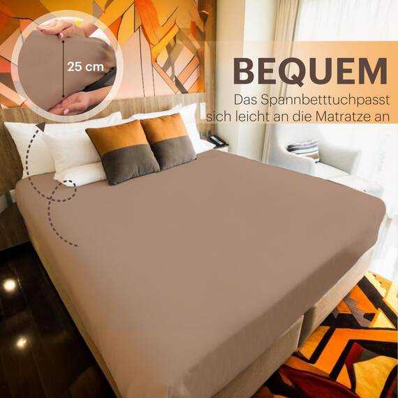 NatureMark 2er Pack Jersey Spannbettlaken, Spannbetttuch 100% Baumwolle in vielen Größen und Farben MARKENQUALITÄT ÖKOTEX Standard 100 | 120x200 cm - Sand/Silber